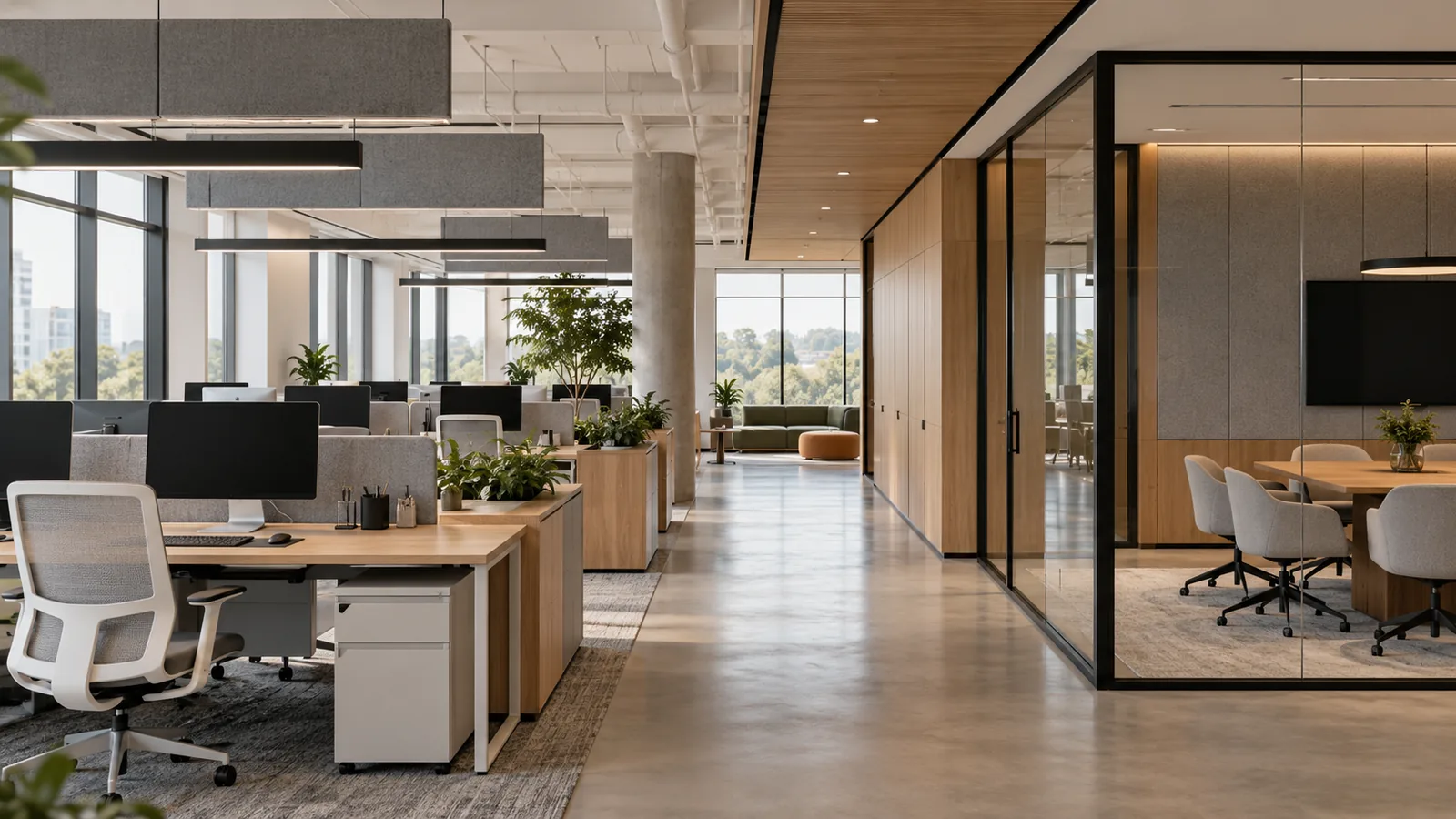 Ofis Tasarım Ve Uygulama Firması Nasıl Seçilir? 8 Modern Açık Ofis Ve Toplantı Alanı — Yapay Zekâ Ile Üretilmiş